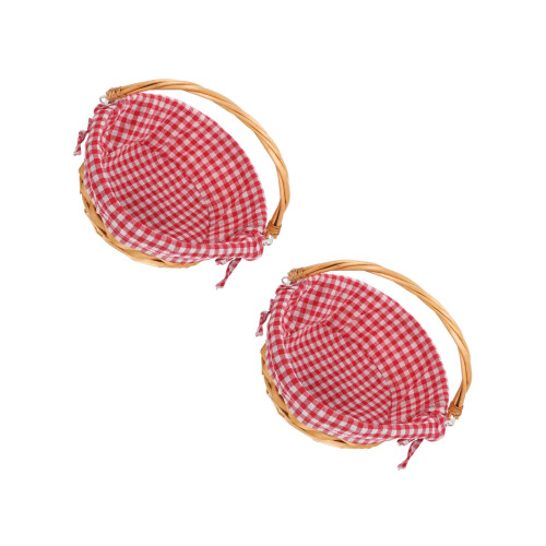 2Pcs Natural Willow Hand Basket with Handle Multi-Use Kitchen Storage 2