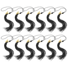 24Pcs Polyester Graduation Tassel Charms Black Metal Pendant for Caps