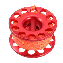 2Sets Wear-Resistant Red Scuba Spool Reel with Hook for Diving Tools