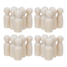 30Pcs DIY Wooden Peg Dolls Assorted Color Unpainted Miniature Figures