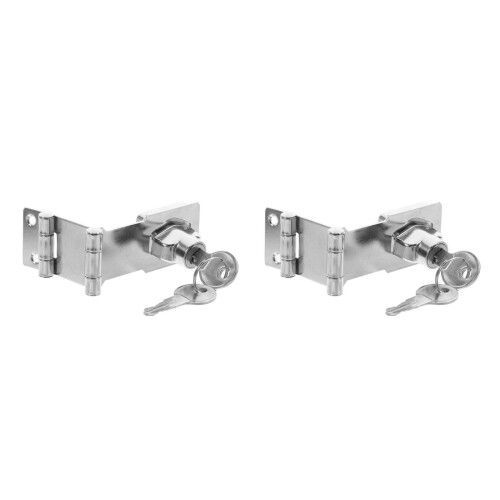 2Sets Versatile Silver Cabinet Locks with Keyed Padlock Hinge Latch 2