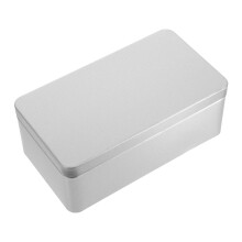3Pcs Silver Rectangular Tin Storage Box Large Capacity Metal Container