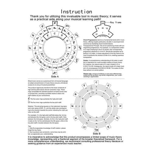 Disco de Música para Guitarra Círculo de Quintas, Círculo de Quintas Roda Melody Tool Roda de Acordes Sem Base Cinza 1