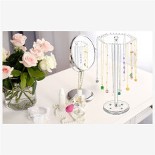 Acrylic Necklace Organizer Rotating Necklace Holder Hanger Clear Jewelry Organizer Display Stand with 36 Hooks