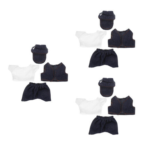 3Sets Doll Costume Assorted Soft Fabric Summer Clothes Hat Accessories 2