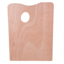 5Pcs Portable Wooden Art Palettes Light Yellow Thumb Hole Paint Tray