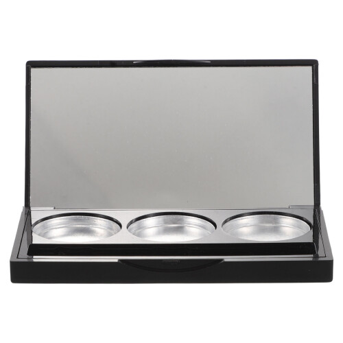 2Pcs Portable Makeup Palette Black Plastic 3-Grid Eyeshadow Blush Case 2