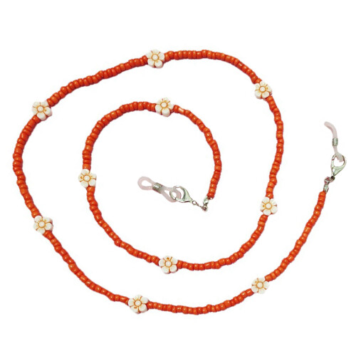 2Pcs Multi-Functional Orange Beaded Eyeglass and Mask Lanyard 1