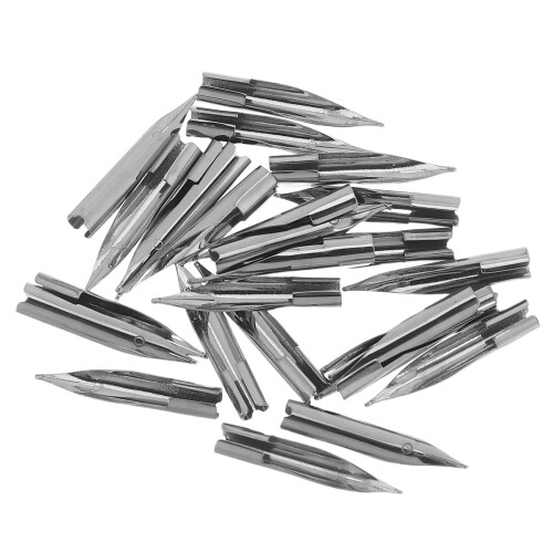 100Pcs Steel Pen Nibs Silver Replacement Tips Smooth Writing Durable 1