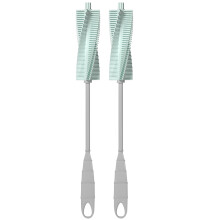 2St Flessenborstels Babyfles Reinigers Silicone Blauw Met Handvat