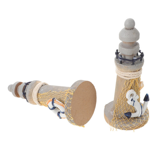 4Pcs Compact Wooden Mini Lighthouse Decor Versatile Ocean Theme Accent 2
