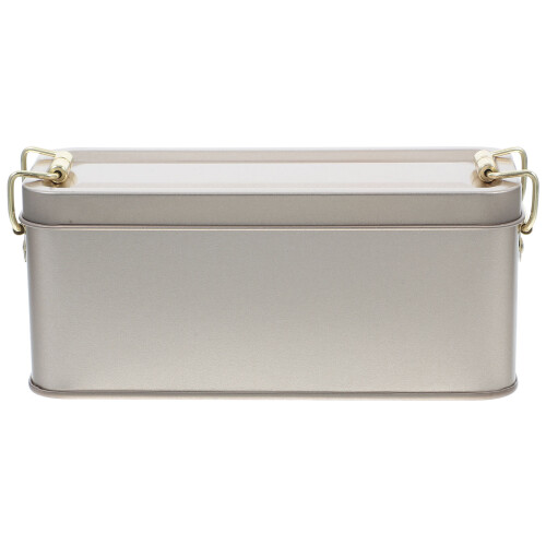 3Pcs Iron Golden Rectangular Tin Box with Lid for Cookie Candy Storage