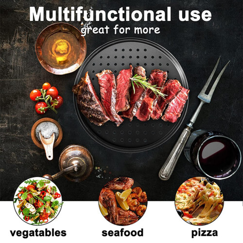 Pizzablech Stanzbackblech Antihaft mit Loch Pizzaform Grillblech Backform Rundes Backblech 2