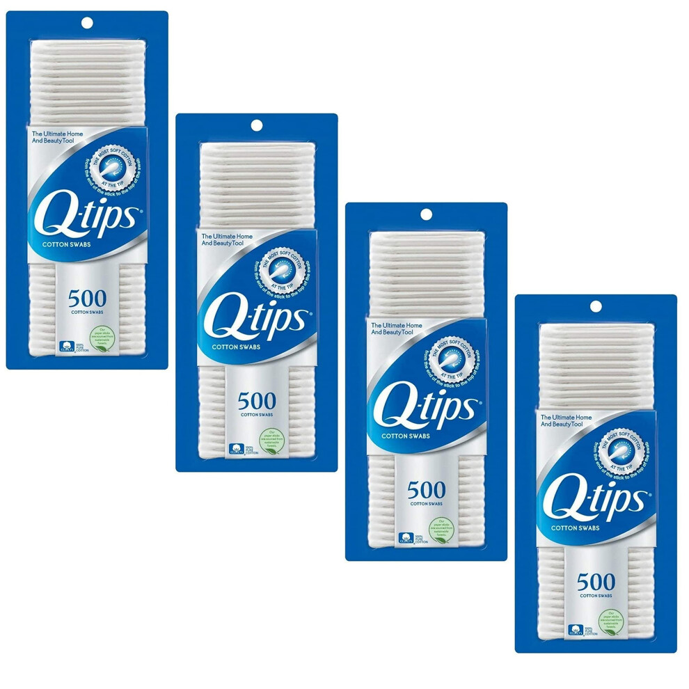 Q-Tips Swabs Cotton, 500 Count (Pack Of 4)