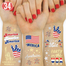 xo, Fetti 4. Juli Dekoration Tattoos - 34 Stile | Rot, Weiß und Blau Partybedarf, USA Flagge, Memorial Day, Unabhängigkeitstag, L