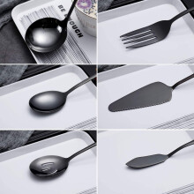 Ensemble de Couverts de Service 6 PièCes, Ensemble D'Ustensiles de Service, Comprend une Pelle à Gâteau, une CuillèRe de Service à Fentes Noir