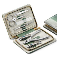 MR.GREEN Manikyrset Pedikyrkit i rostfritt stål Nagelklippare med PU-läderfodral (Grön)