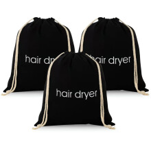 ERKXD 3 | 6 | 8 Pack Haartrockner Taschen mit Kordelzug für Reise Badezimmer (3 Stück, Schwarz)