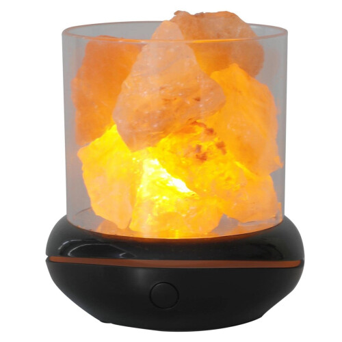Aroma Diffuser Crystal Salt Stone Night Light Mist Humidifier USB Essential Oil Diffuser Humidifier for Car Home Black