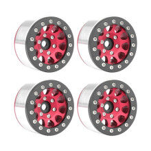 Red Black 4 Pcs 1.55 Inch Metal Wheel Model Car Parts for Axial SCX10 TRX4 TRX6 D90 1/10 RC Crawler Car