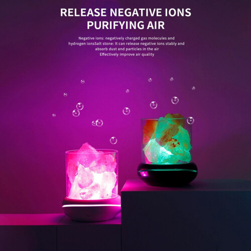 Aroma Diffuser Crystal Salt Stone Night Light Mist Humidifier USB Essential Oil Diffuser Humidifier for Car Home Black 1