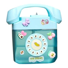 Creatives Waterfles in Retro-Telefoonvorm met Verstelbare Schouderriem, Drinkflessen met 3D-Sticker (Blauw)