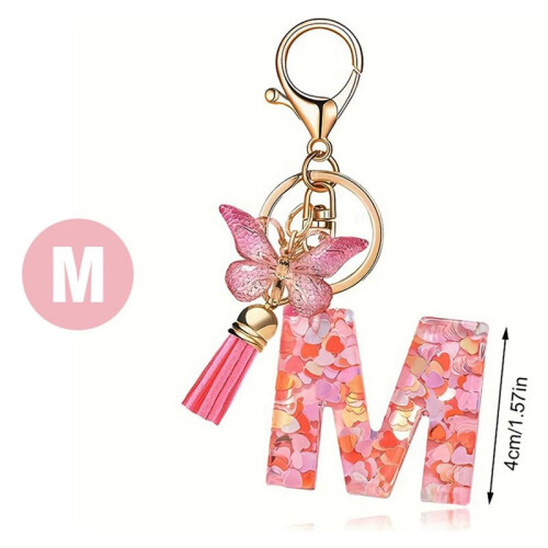 M Style Letter Keychain Cute Initial Letter Keychain Handle Pendant 2