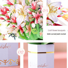 - Mothers Day Cards for Mom,Paper Flower Cards -, Lily Holding Flowers for Women with Note Card and Envelope,B