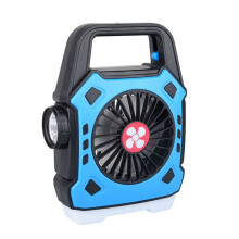 Ventilateur de Camping Portable avec Lampe de Poche Extérieure Multifonctionnelle, Chargement USB, Tente Suspendue, Bleu Clair