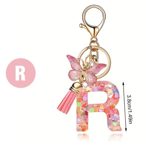 R Type Letter Pendant  Cute Initial Keychain Butterfly Keychain 2