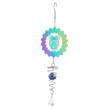Uil Kinetische Kleurverloop Wind Spinner Sculptuur 3D Windgong Zon Catcher Staren Bal Spiraal Staart Stabilisator