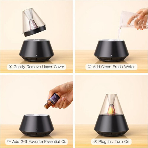 Diffusor för Eterisk Olja, Doftdoft i Modern Design för Vardagsrum, Sovrum, USB-Driven 150 Ml Kapacitet Svart 2