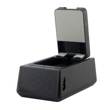 Altoparlante Wireless 3 nel 1 con Sveglia Forte, Supporto per Telefono Cellulare, Lettore di Schede TF, Audio Surround HD (Nero)