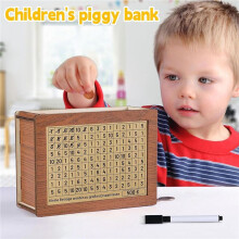 Houten Spaarpot, Houten Spaarpot met Teller voor Tikken, Spaarvarken met Stift, Spaarpot, Houten Spaarpothulp