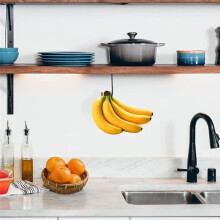 2pcs 360-Degree Rotating Key Rack Under Cabinet Banana Hook Fruit Preservation Bracket Metal Iron Black Mug Cup Hook