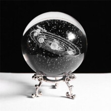 3D Laser Engraved Starry Crystal Decorative Figurine 60mm Glass Sphere Paperweight with Stand Art Decor Crafts E