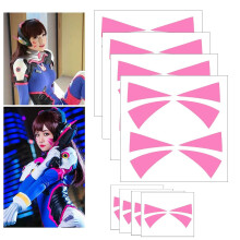 Cosplay Gezicht Tijdelijke Tattoos, 12 Overwatch DVa Gezicht Tattoo Stickers 2 Maten Roze