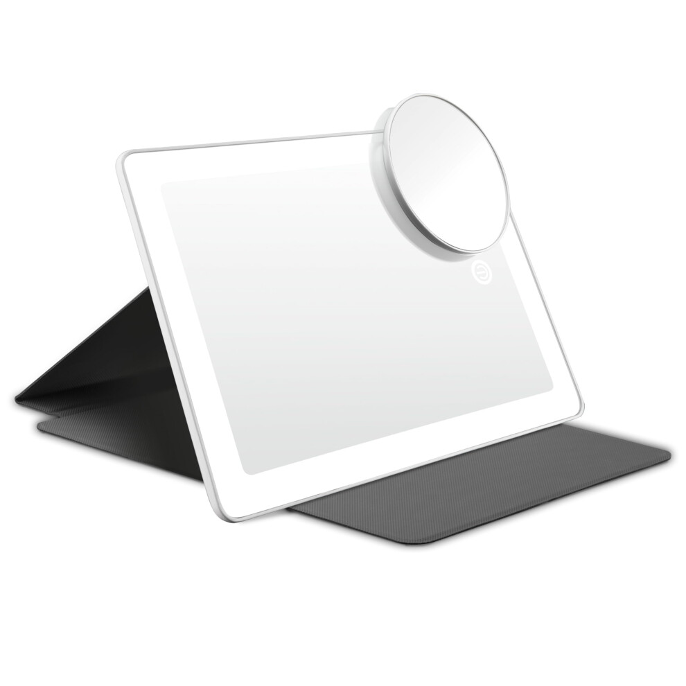Conair Lighted Makeup Mirror, Led Vanity Mirror, 1X/5X Magnifying Mirror, Foldable With Case, Battery Operated And Rechargeable In White