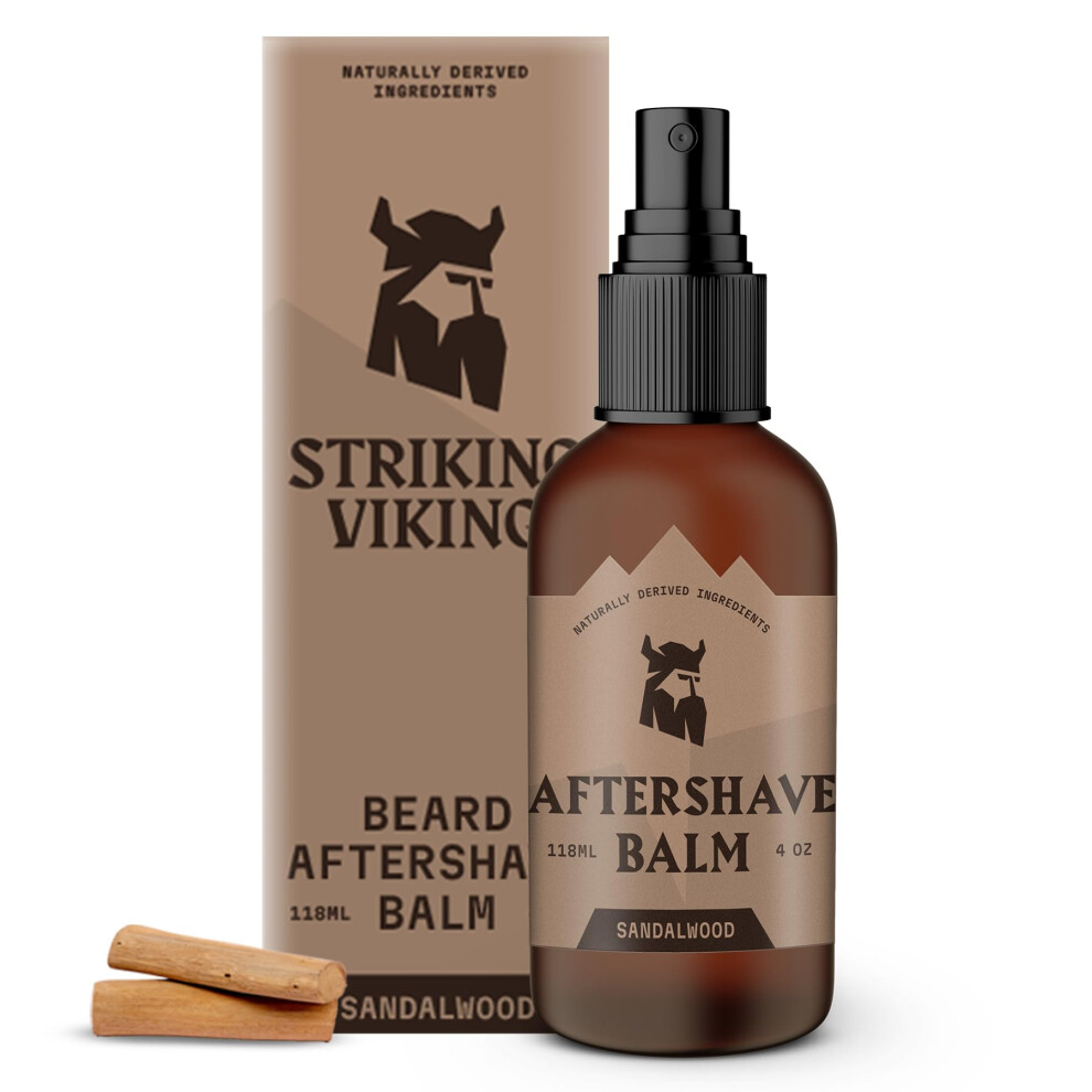 Striking Viking After Shave Balm For Men - Sandalwood Post Shave Balm (4.0 Fl Oz) Soothe, Hydrate, And Revitalize Skin For Men