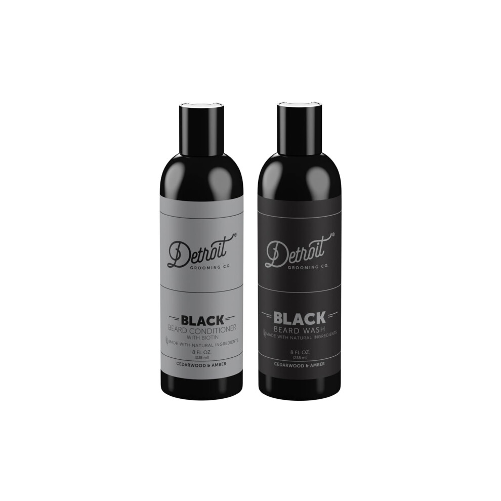 Detroit Grooming Co. Beard Wash And Beard Conditioner - Men's Kit - Softens, Strengthens, Moisturize, Infused W/Argan Oil, Apple Extract, & Aloe Vera