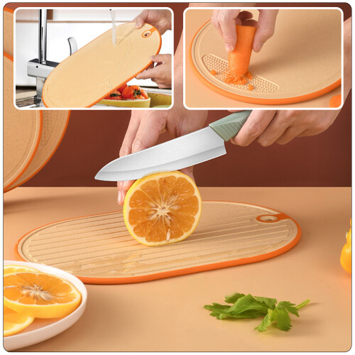 1Set Orange Double-Sided Cutting Board Food-Grade Kitchen Tool 2