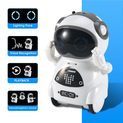 RC Pocket Robot for Kids with Interactive Dialogue Conversation, Voice Recognition, Chat Record, Singing& Dancing