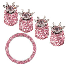 10Stk Luxus Strass Reifen Staubkappen Und Zündschalter Ring in Pink
