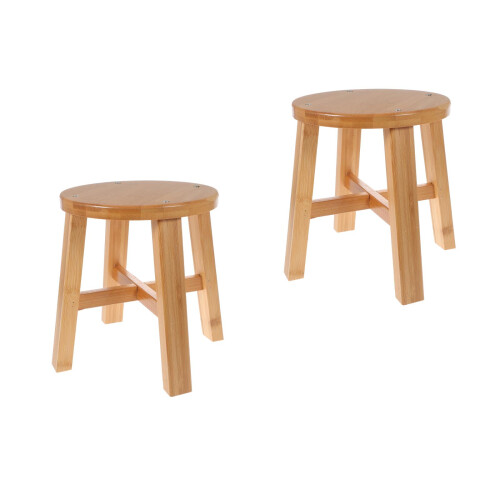 2Pièces Maison Bambou Antidérapant Pour Enfants Marron 2