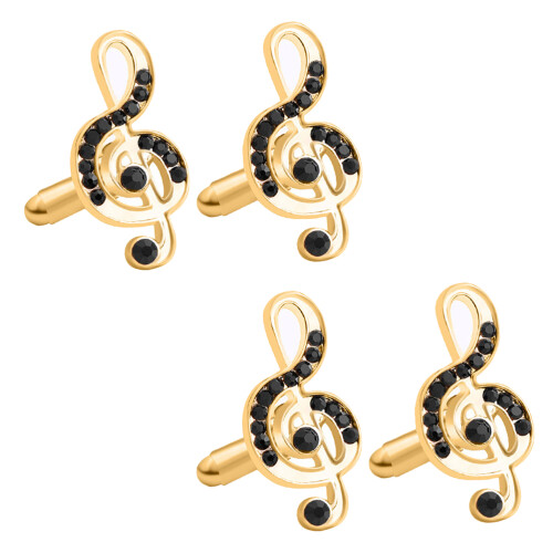 4Paires Boutons Manchette Design Note Pour 1