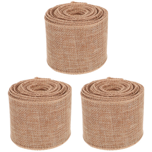 3Rolls Decorative Linen Ribbon for Wedding, Craft, and Gift Wrapping 2