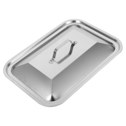 2Pcs Stainless Steel Rectangular Pan Lids for Baking Silver Covers