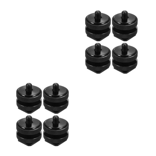 8Pièces Adaptateur Double Vis 1/4'' Pour Trépied Et Support Flash Noir 2