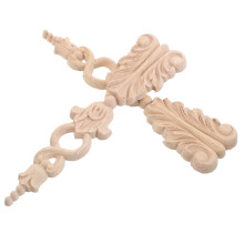 2Pièces Appliques Bois Sculpté Beige Décor Mobilier Élégant Baroque