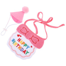 4Sets Pink Wear-Resistant Dog Cat Birthday Party Hats Decoration Set